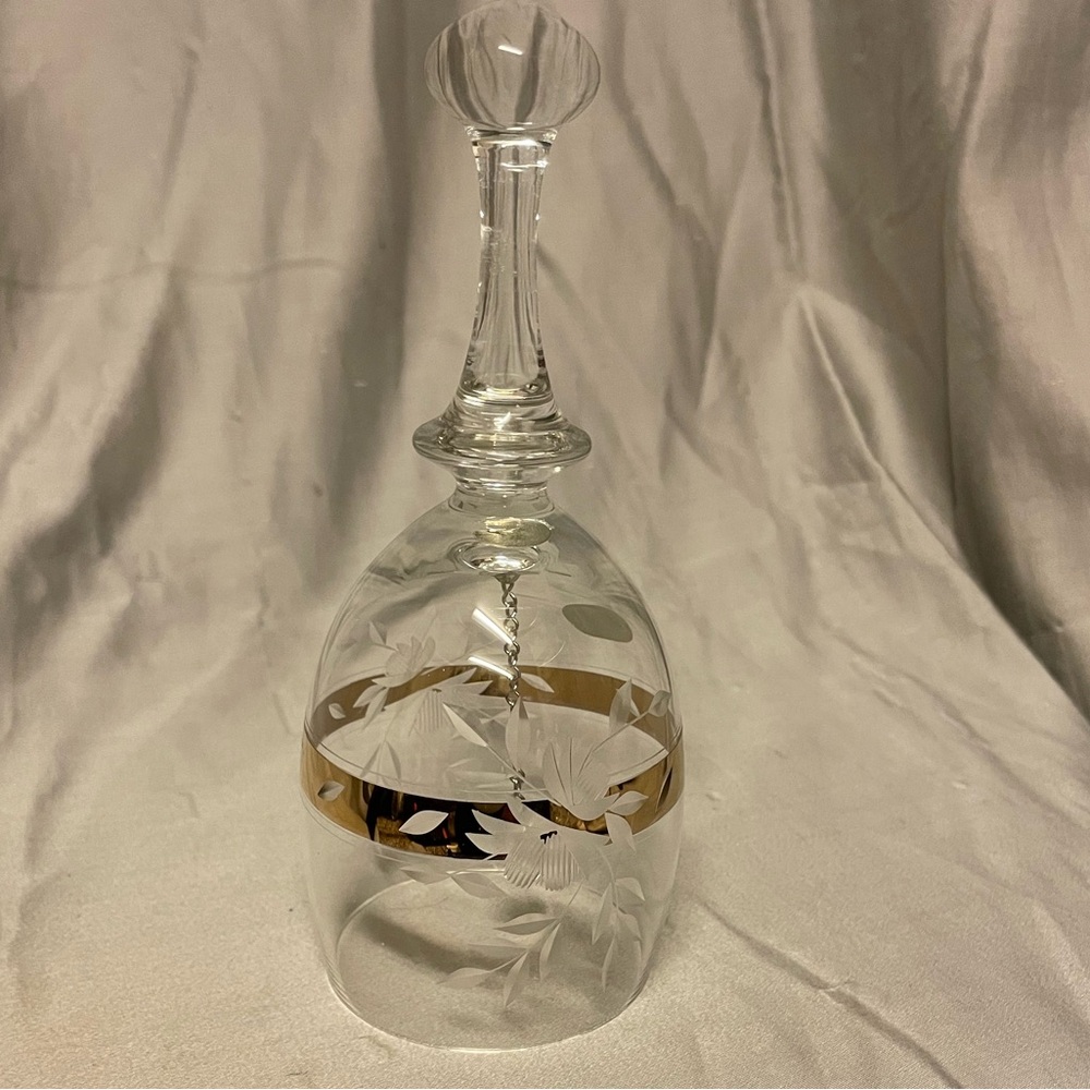 Bohemia Glass Engraved Bell with Gold Accent